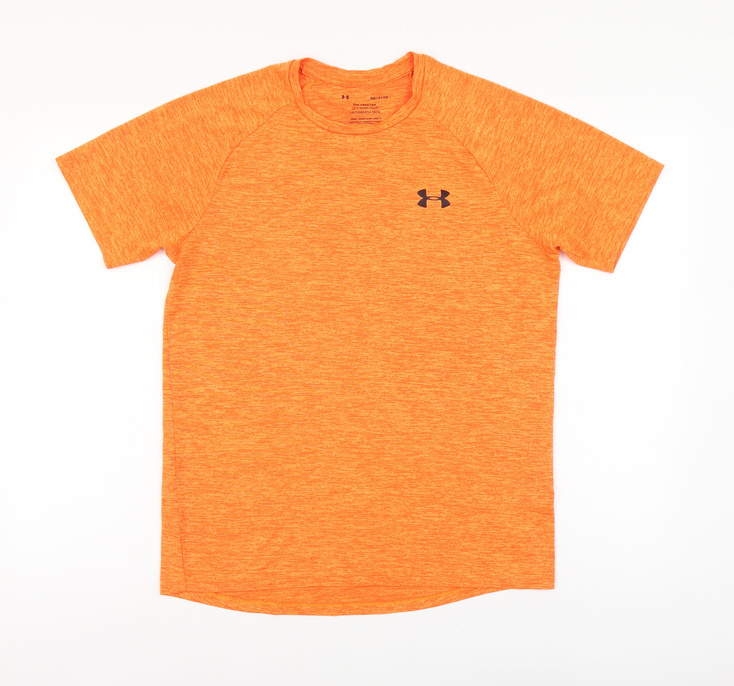 Under armour Mens Orange Polyester Basic T-Shirt Size S Round Neck Pullover