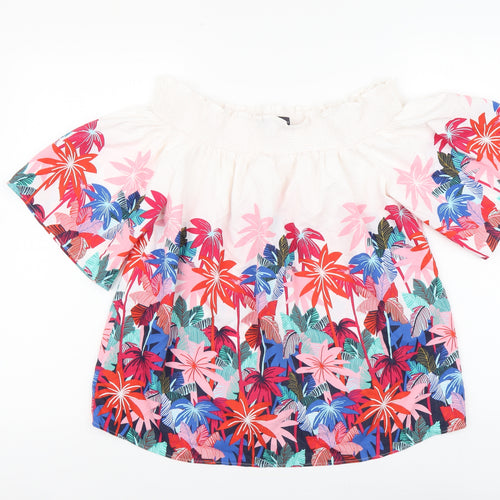 Marks and Spencer Womens Multicoloured Floral Polyester Basic Blouse Size 10 Square Neck