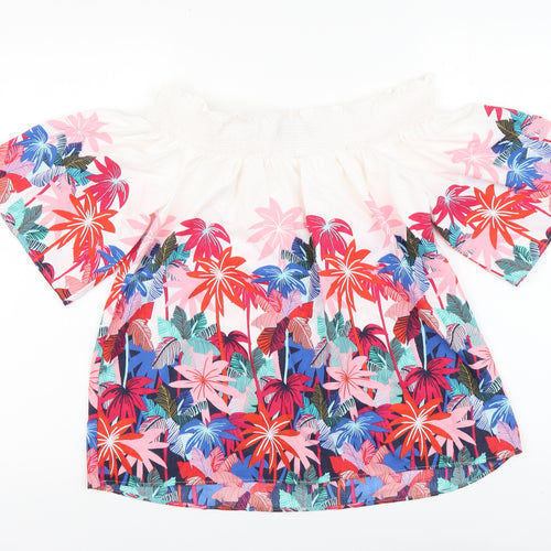 Marks and Spencer Womens Multicoloured Floral Polyester Basic Blouse Size 10 Square Neck