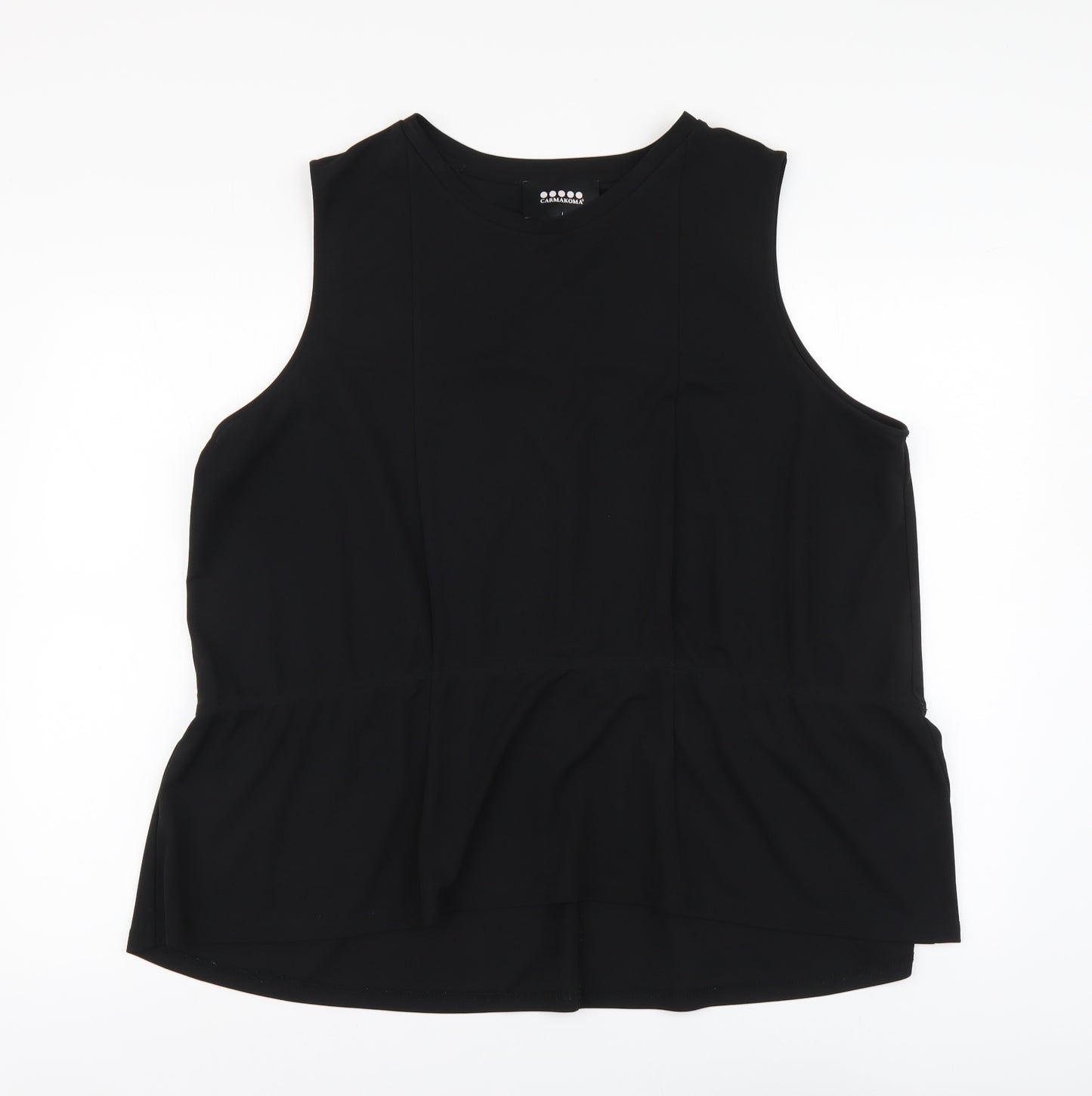 Carmakoma Womens Black Polyester Basic Tank Size L Round Neck