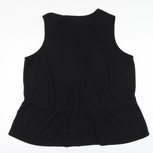 Carmakoma Womens Black Polyester Basic Tank Size L Round Neck
