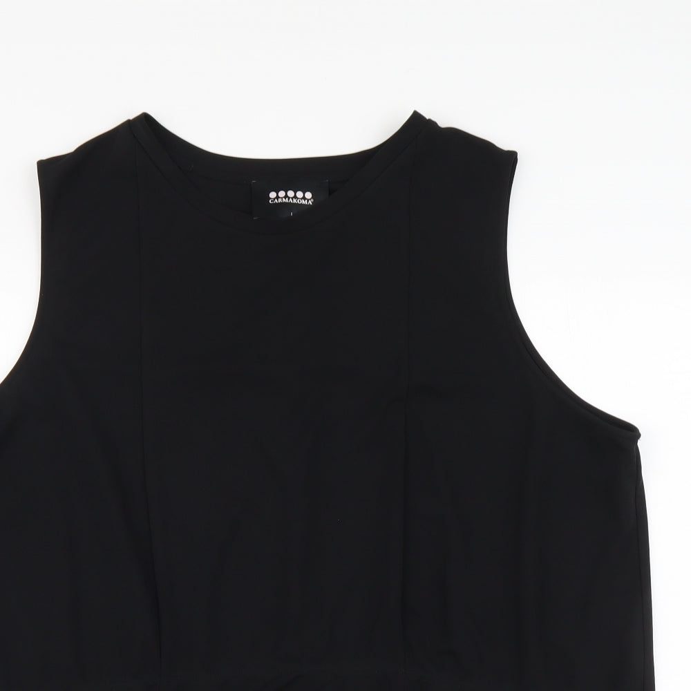Carmakoma Womens Black Polyester Basic Tank Size L Round Neck