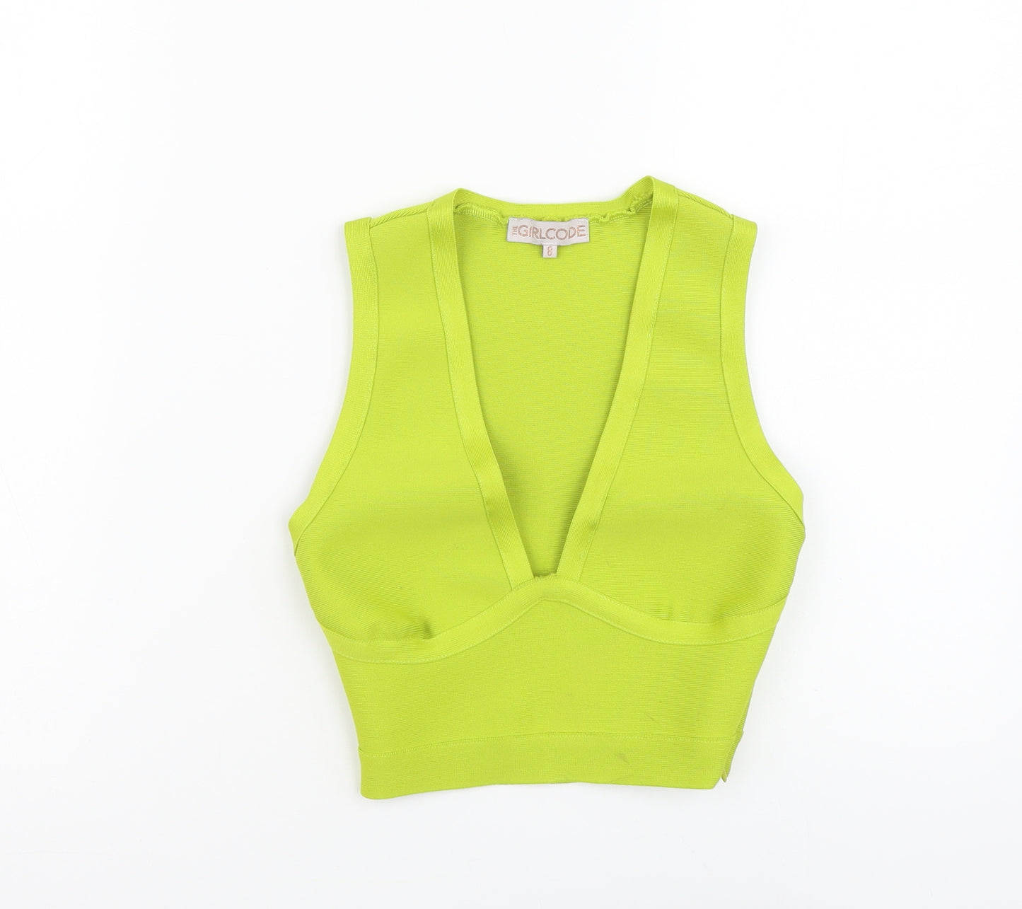 The Girl Code Womens Green Polyester Cropped Tank Size 8 V-Neck