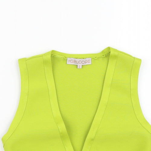 The Girl Code Womens Green Polyester Cropped Tank Size 8 V-Neck
