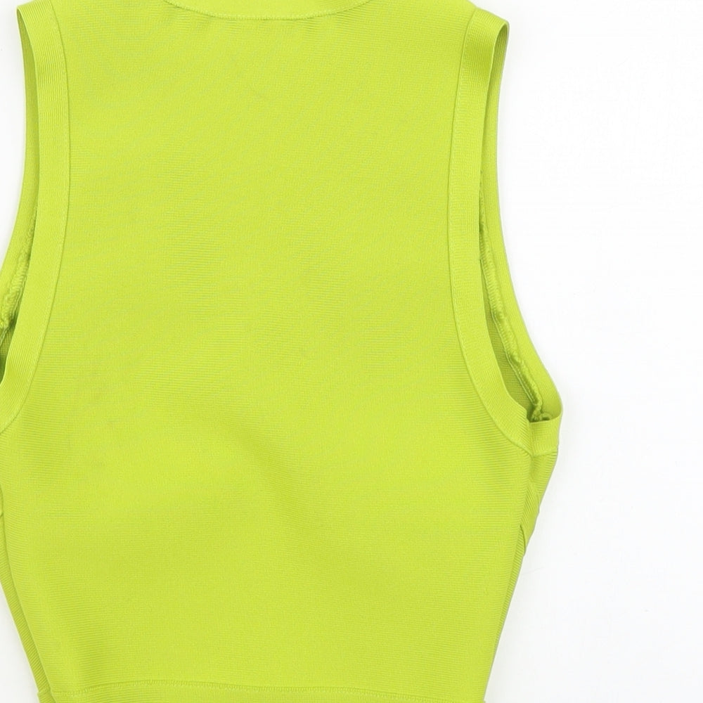 The Girl Code Womens Green Polyester Cropped Tank Size 8 V-Neck