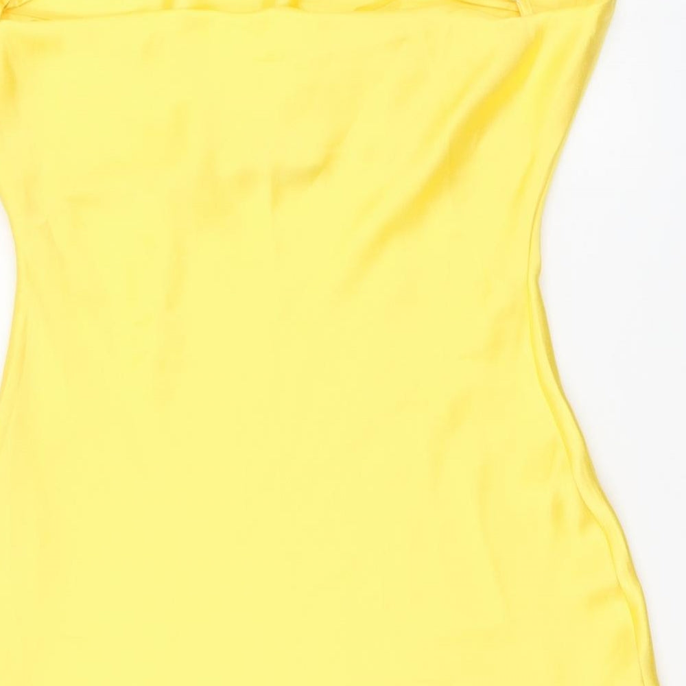 Quiz Womens Yellow Polyester Mini Size 10 Square Neck Pullover