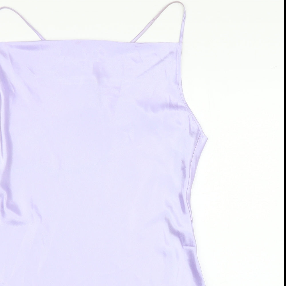 H&M Womens Purple Polyester Mini Size S Square Neck Pullover