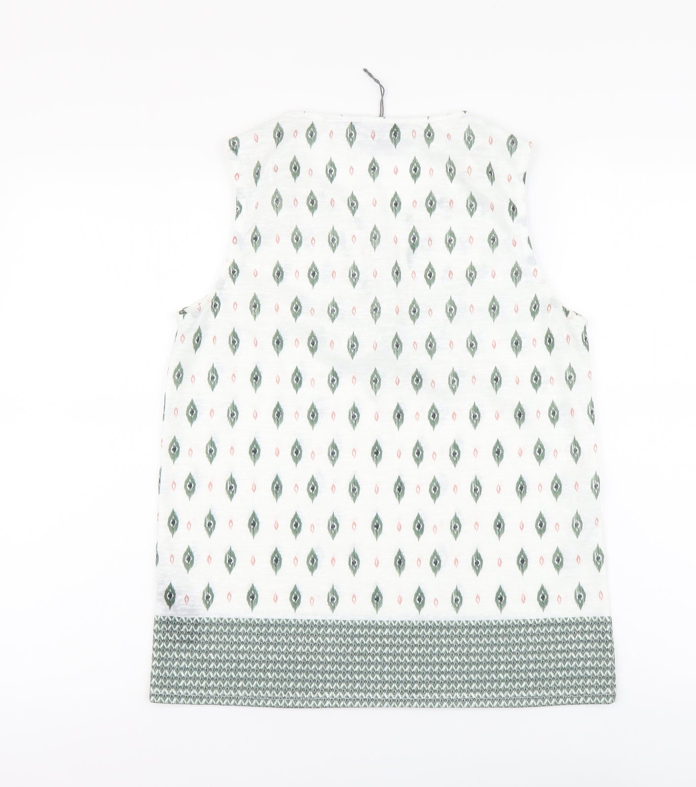 Principles Womens White Geometric Polyester Basic Tank Size 10 V-Neck