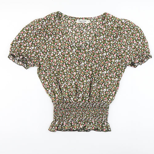 Paris et Moi Womens Multicoloured Floral Polyamide Basic Blouse Size S V-Neck