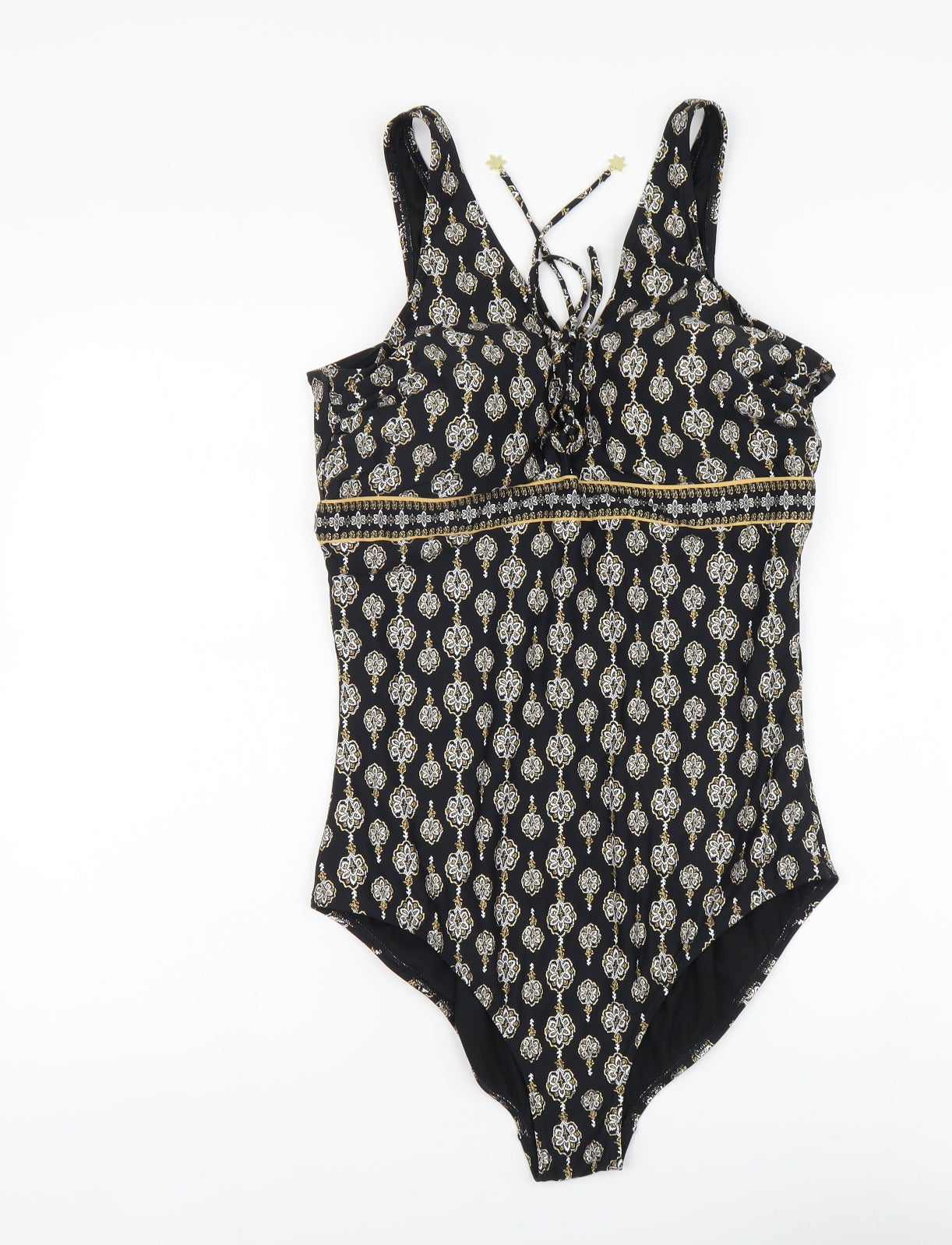 Marks and Spencer Womens Black Geometric Polyamide One Piece Size 20