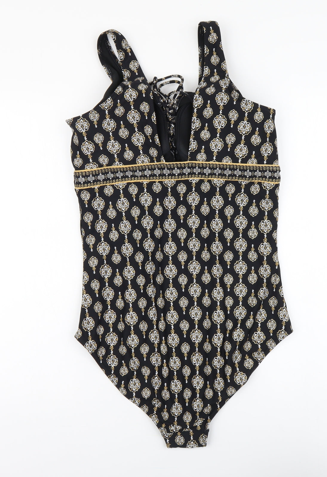 Marks and Spencer Womens Black Geometric Polyamide One Piece Size 20