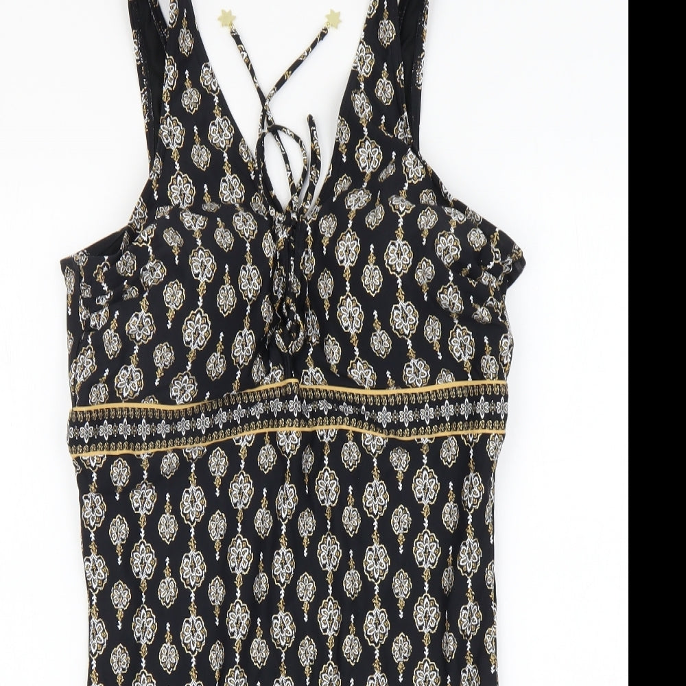 Marks and Spencer Womens Black Geometric Polyamide One Piece Size 20
