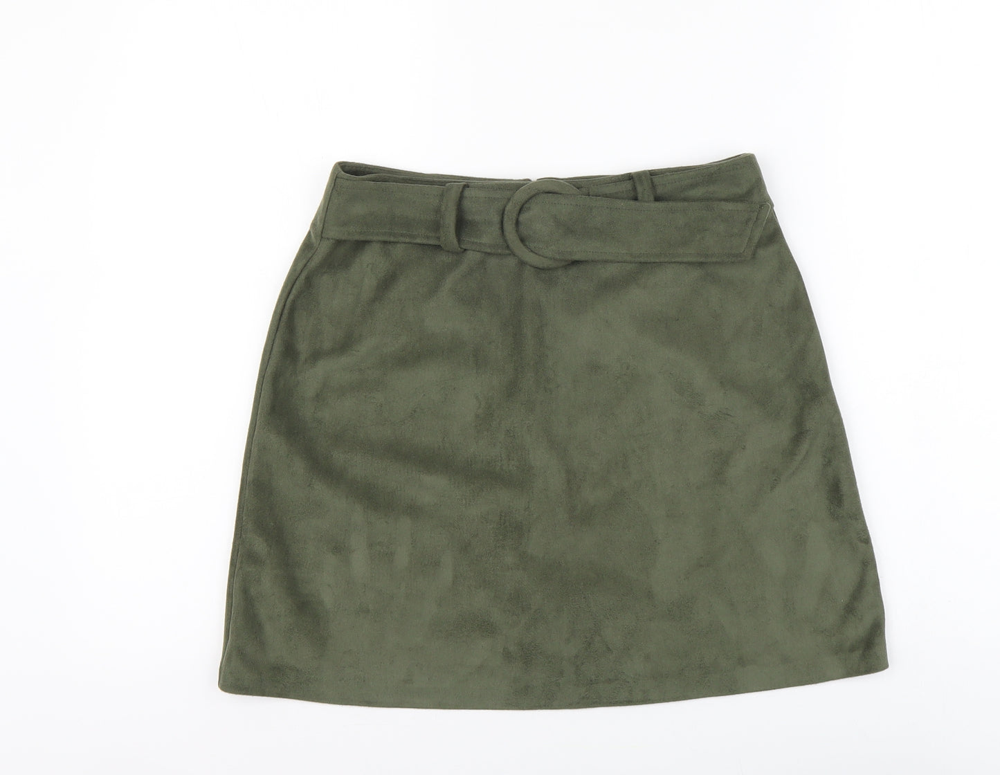 Primark Womens Green Polyester Mini Skirt Size 10 Zip - Suede