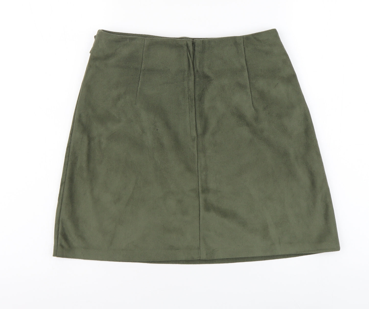 Primark Womens Green Polyester Mini Skirt Size 10 Zip - Suede