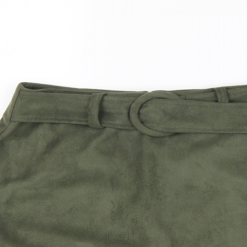 Primark Womens Green Polyester Mini Skirt Size 10 Zip - Suede