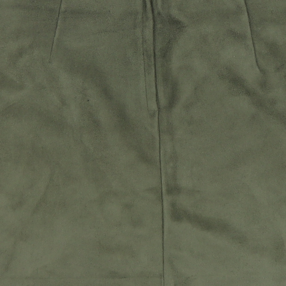 Primark Womens Green Polyester Mini Skirt Size 10 Zip - Suede