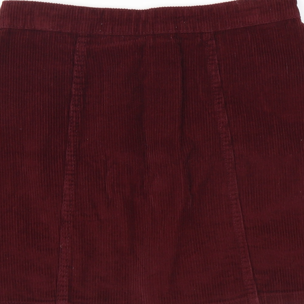 Denim & Co. Womens Red Cotton Mini Skirt Size 8 Button