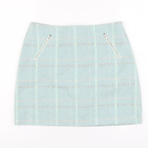 Tammy Girl Girls Blue Plaid Polyester Mini Skirt Size 13-14 Years Regular Zip