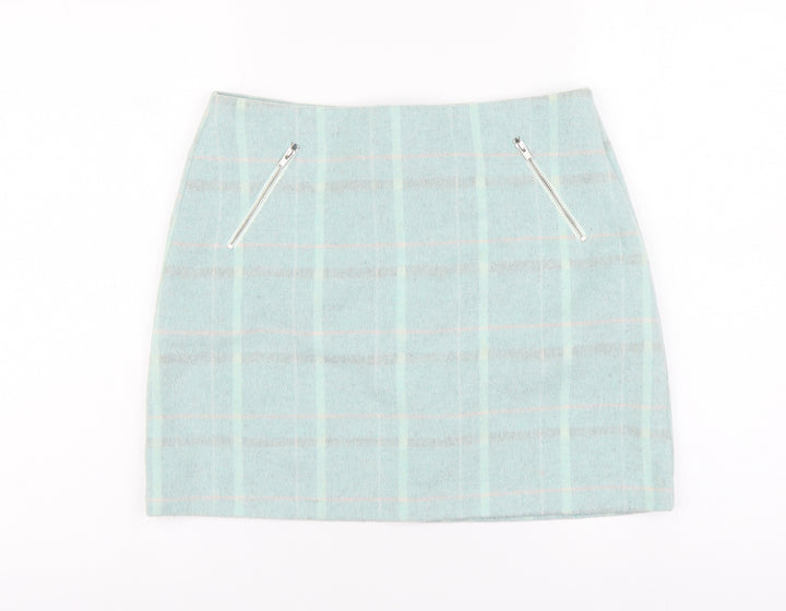 Tammy Girl Girls Blue Plaid Polyester Mini Skirt Size 13-14 Years Regular Zip