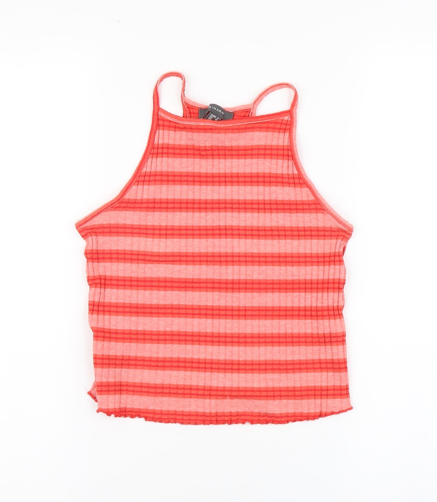 Primark Womens Multicoloured Striped Cotton Cropped Tank Size 8 Halter
