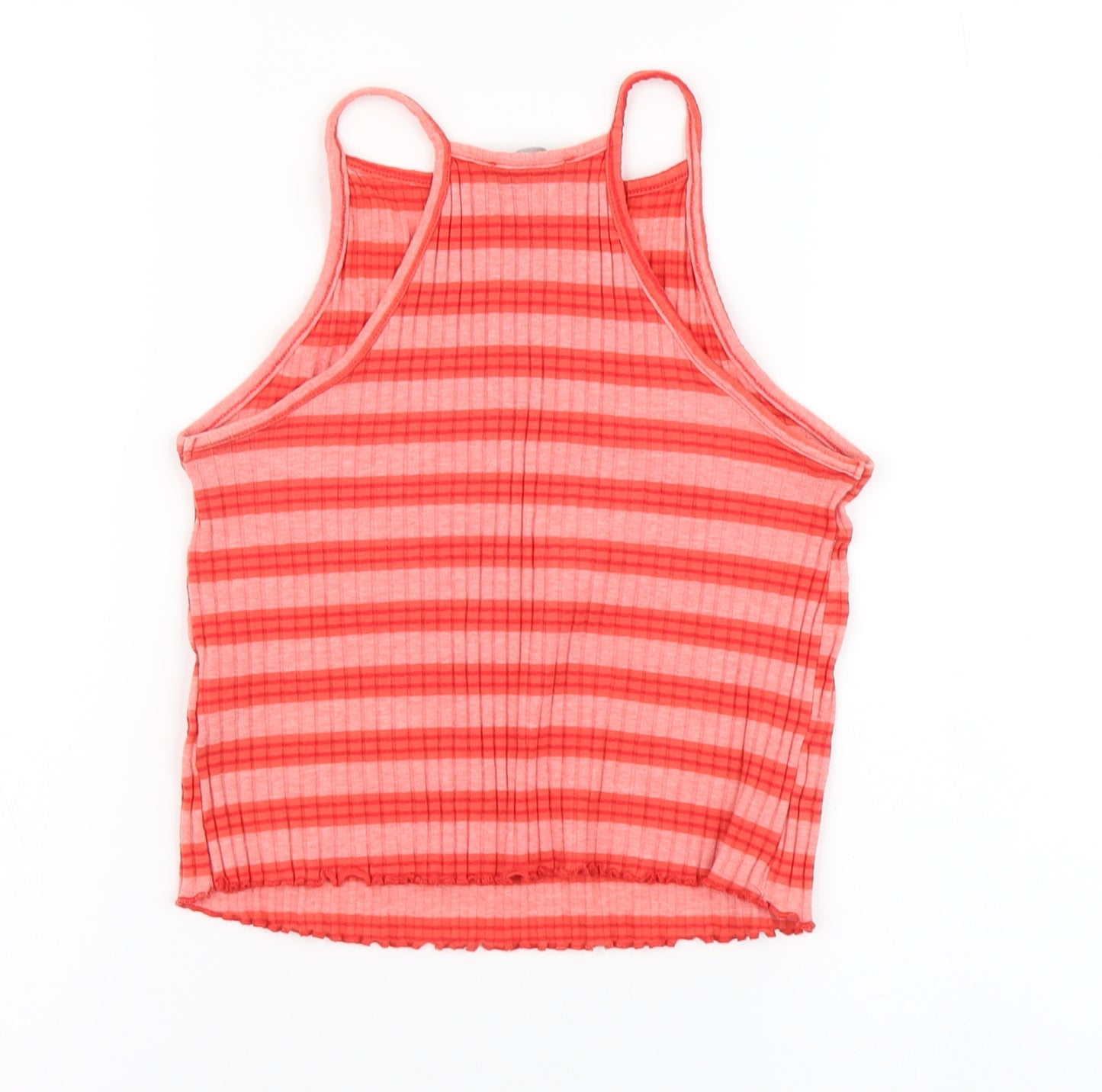 Primark Womens Multicoloured Striped Cotton Cropped Tank Size 8 Halter
