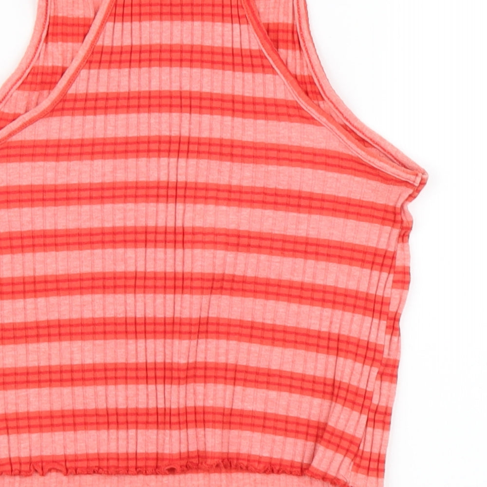 Primark Womens Multicoloured Striped Cotton Cropped Tank Size 8 Halter