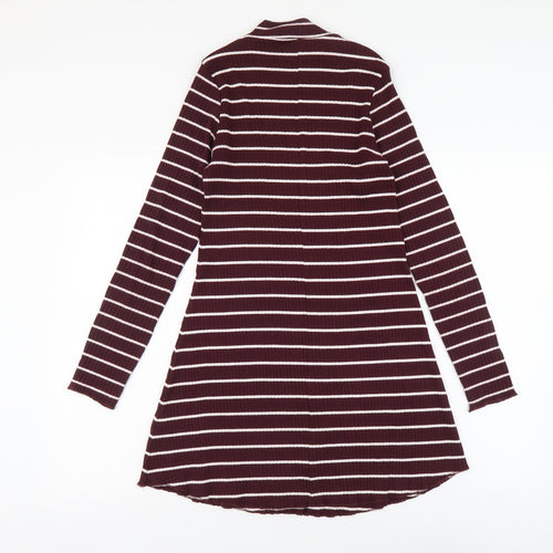 Primark Womens Purple Striped Cotton Jumper Dress Size 8 Round Neck Pullover