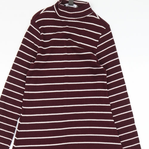 Primark Womens Purple Striped Cotton Jumper Dress Size 8 Round Neck Pullover