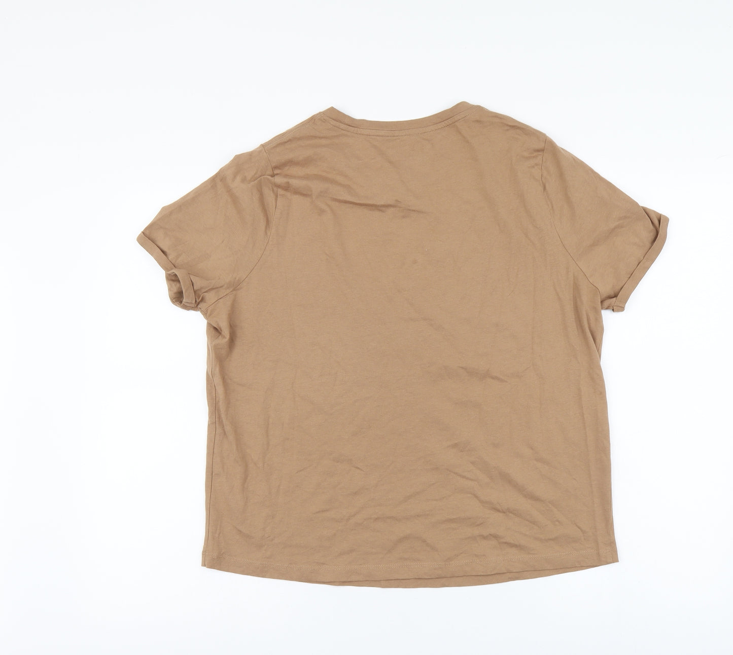 TU Womens Brown Cotton Basic T-Shirt Size 16 Round Neck - Explore More