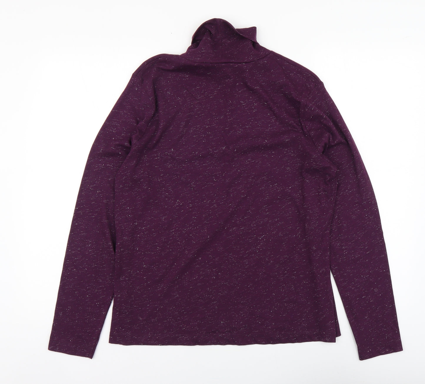 TU Womens Purple Cotton Basic T-Shirt Size 14 Roll Neck