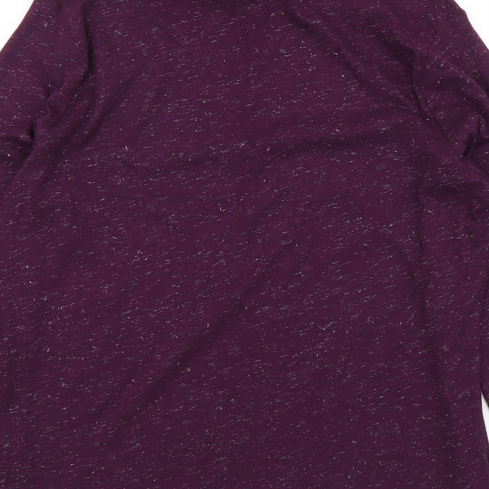 TU Womens Purple Cotton Basic T-Shirt Size 14 Roll Neck