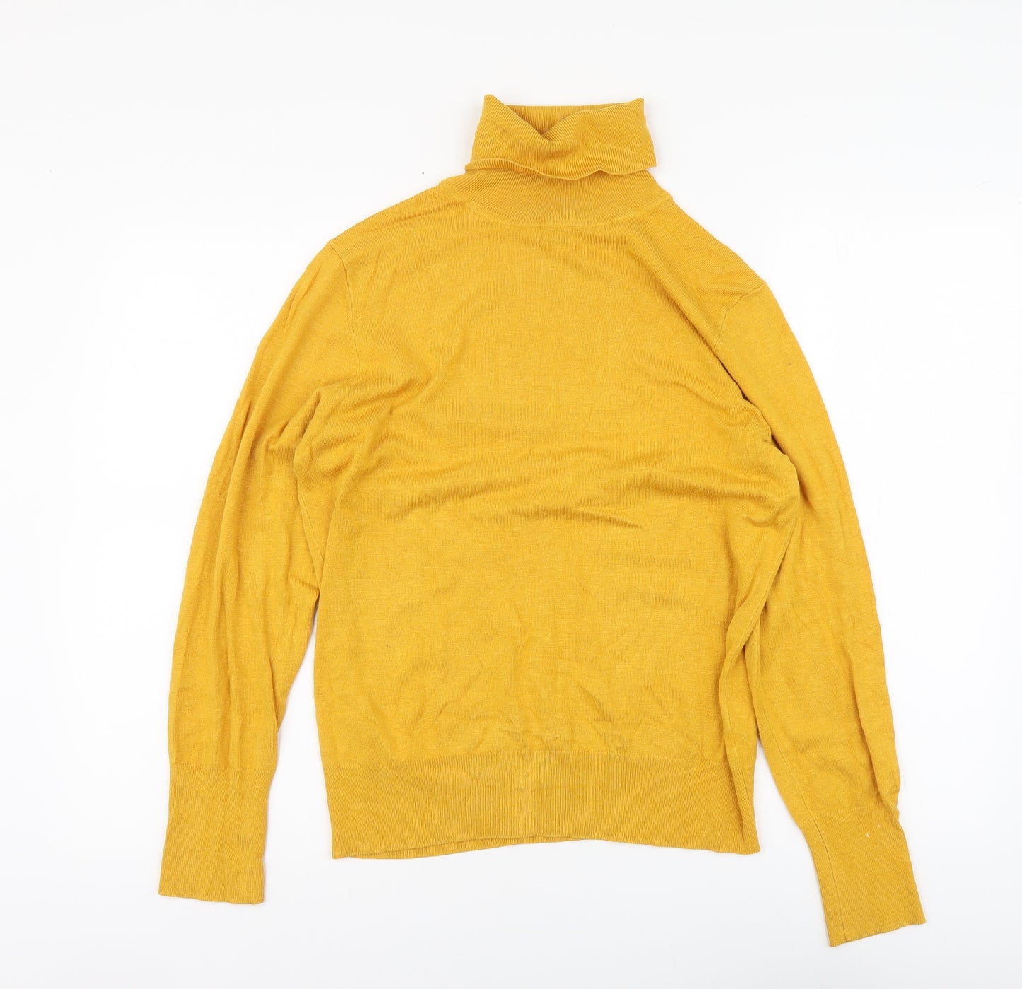 Dunnes Stores Womens Yellow Roll Neck Viscose Pullover Jumper Size L