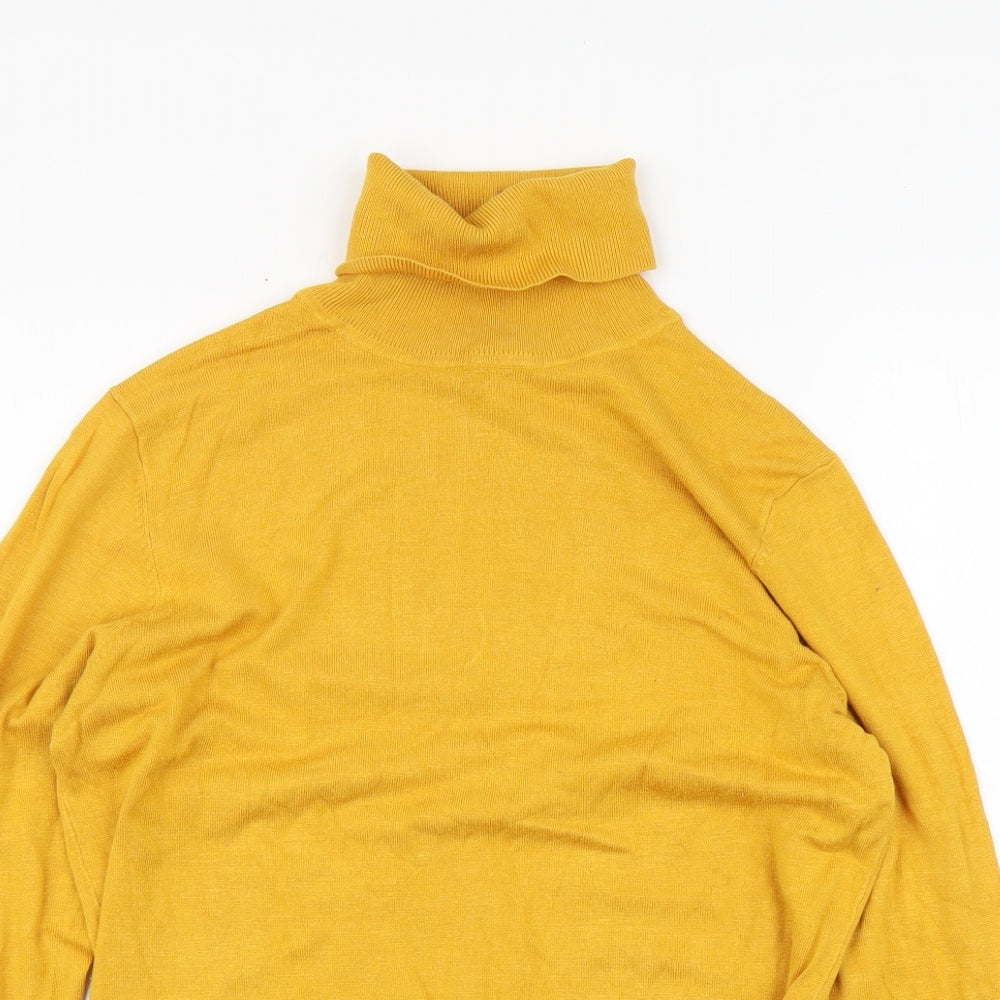 Dunnes Stores Womens Yellow Roll Neck Viscose Pullover Jumper Size L