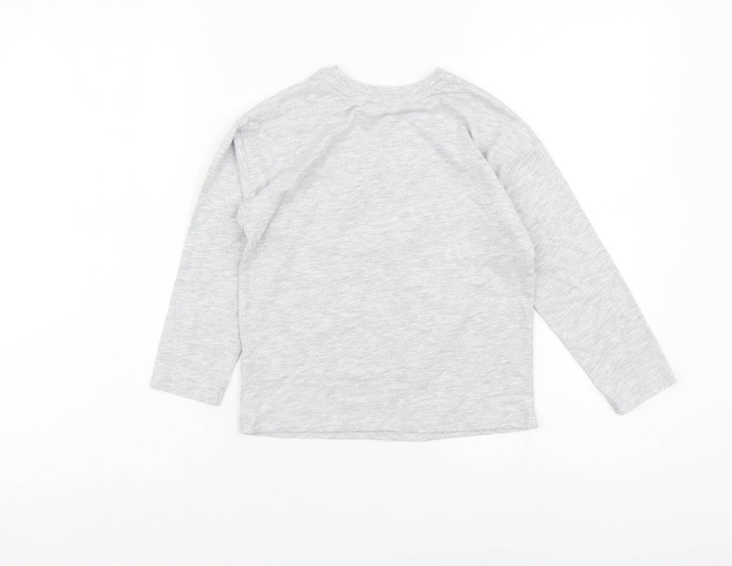 George Boys Grey Cotton Basic T-Shirt Size 5-6 Years Round Neck Pullover - animals
