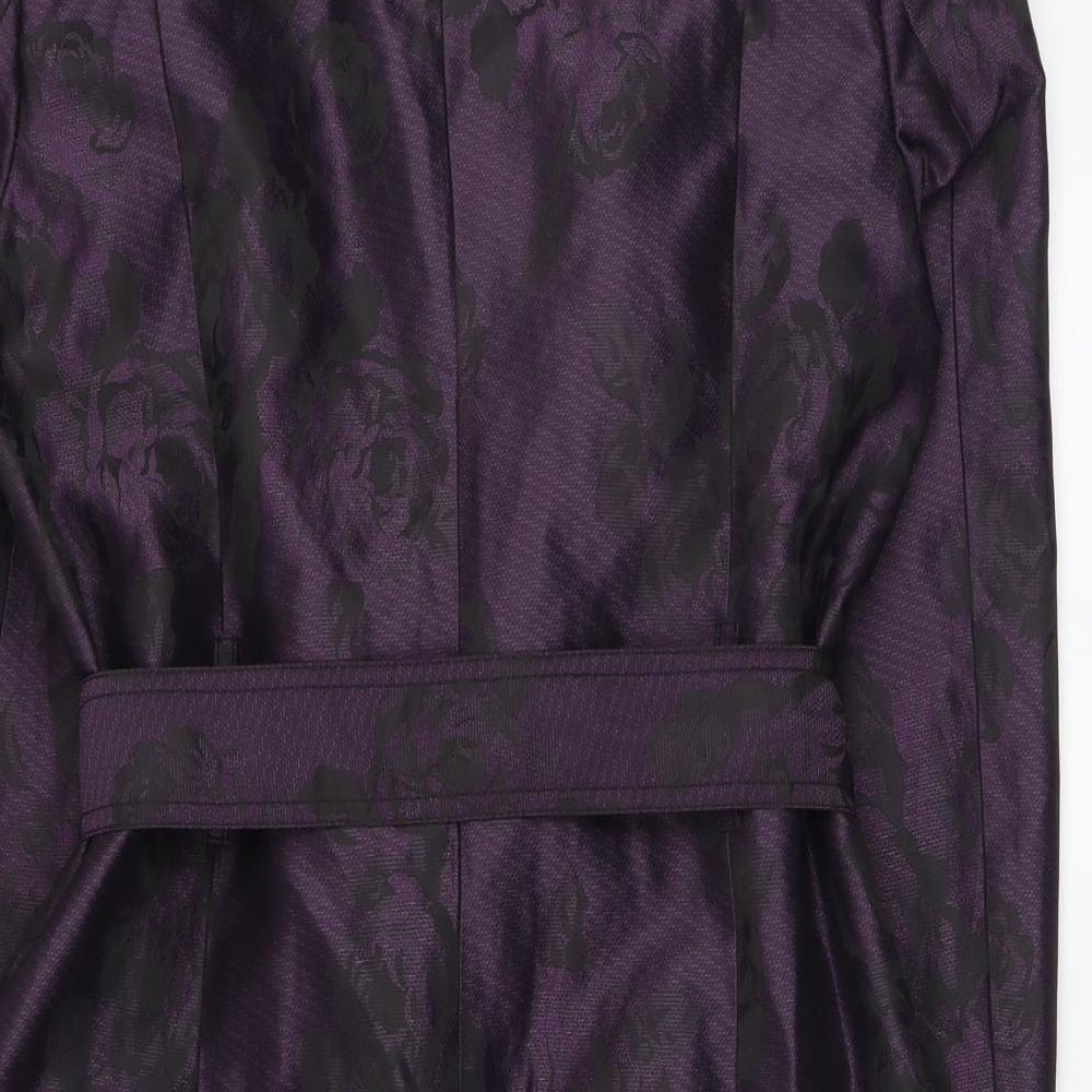 Per Una Womens Purple Floral Trench Coat Coat Size 12 Button