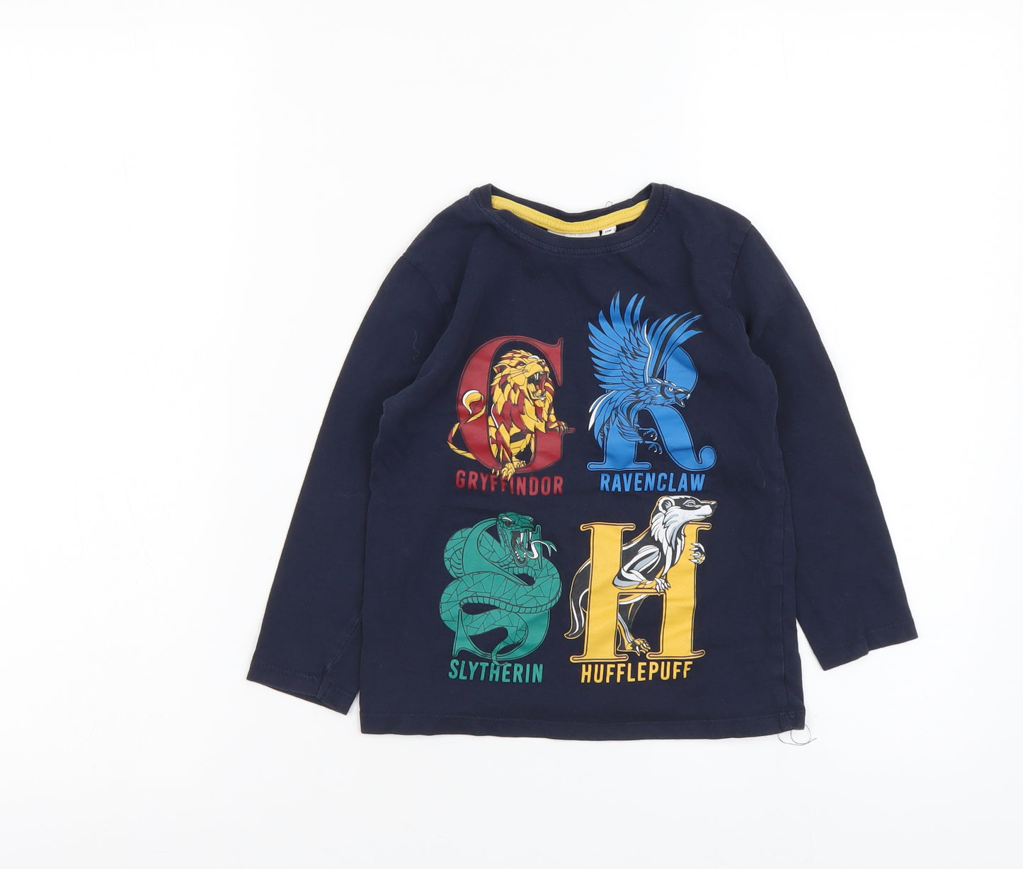 Harry Potter Boys Blue Cotton Basic T-Shirt Size 6 Years Round Neck Pullover - Harry Potter