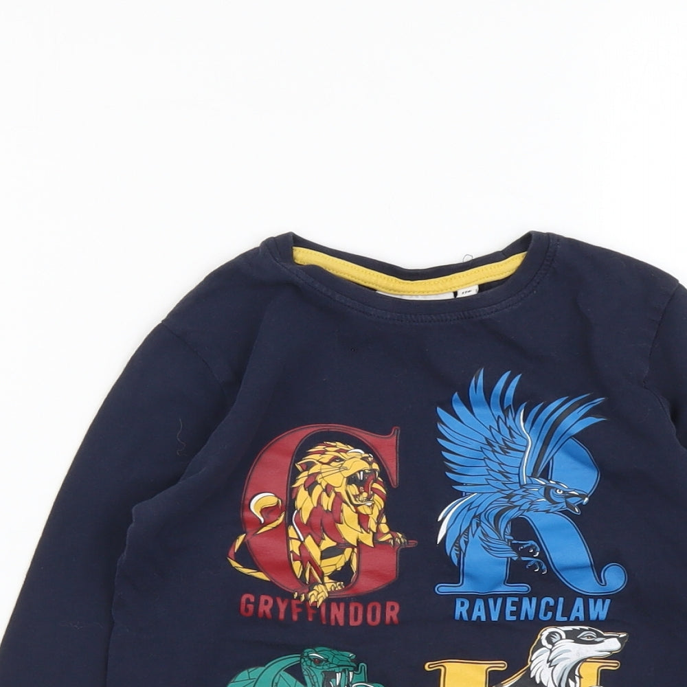 Harry Potter Boys Blue Cotton Basic T-Shirt Size 6 Years Round Neck Pullover - Harry Potter