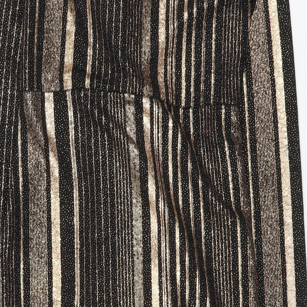 Blue Vanilla Womens Gold Striped Polyester A-Line Size 10 V-Neck Pullover