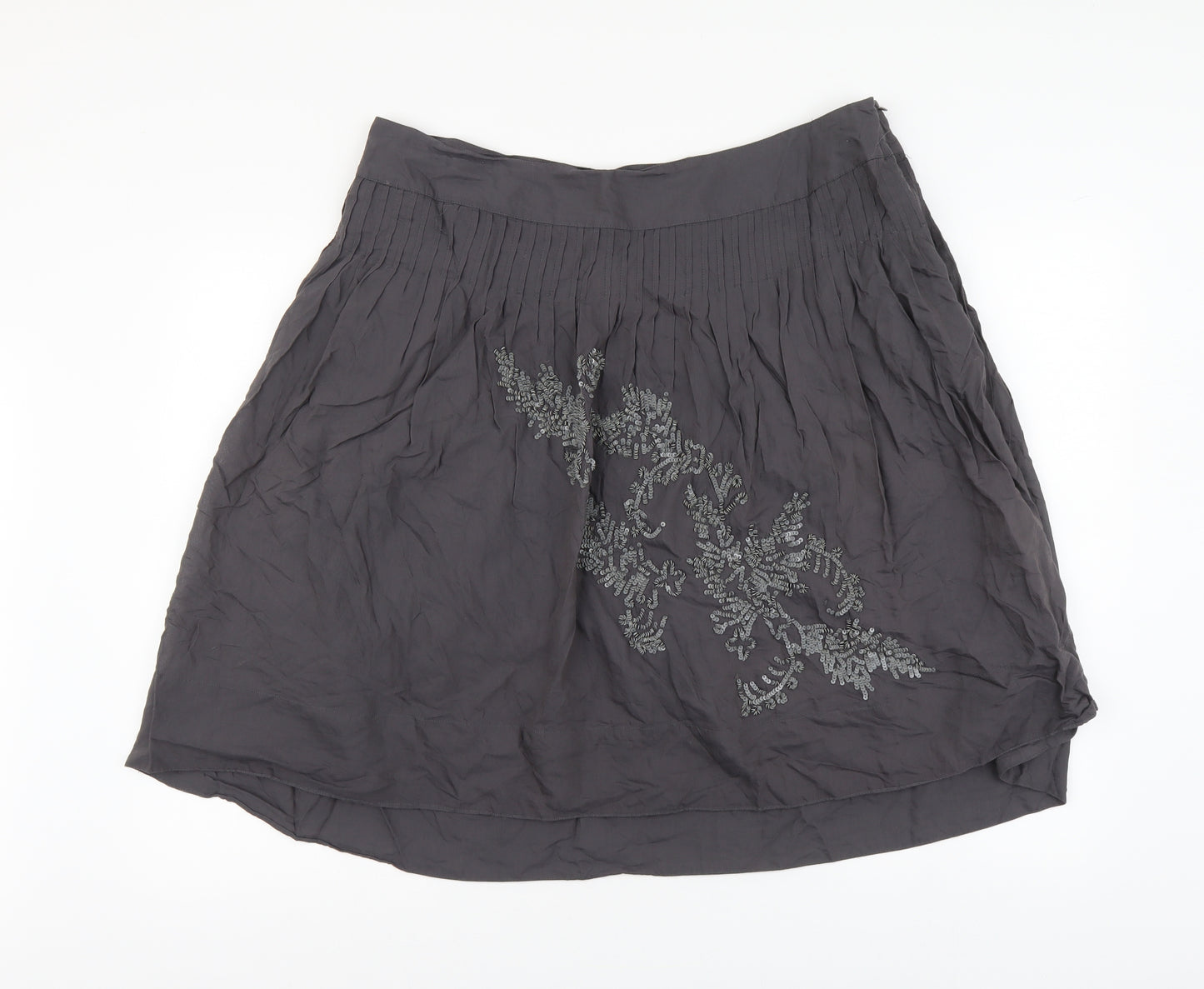 Monsoon Womens Grey Viscose Skater Skirt Size XL Zip