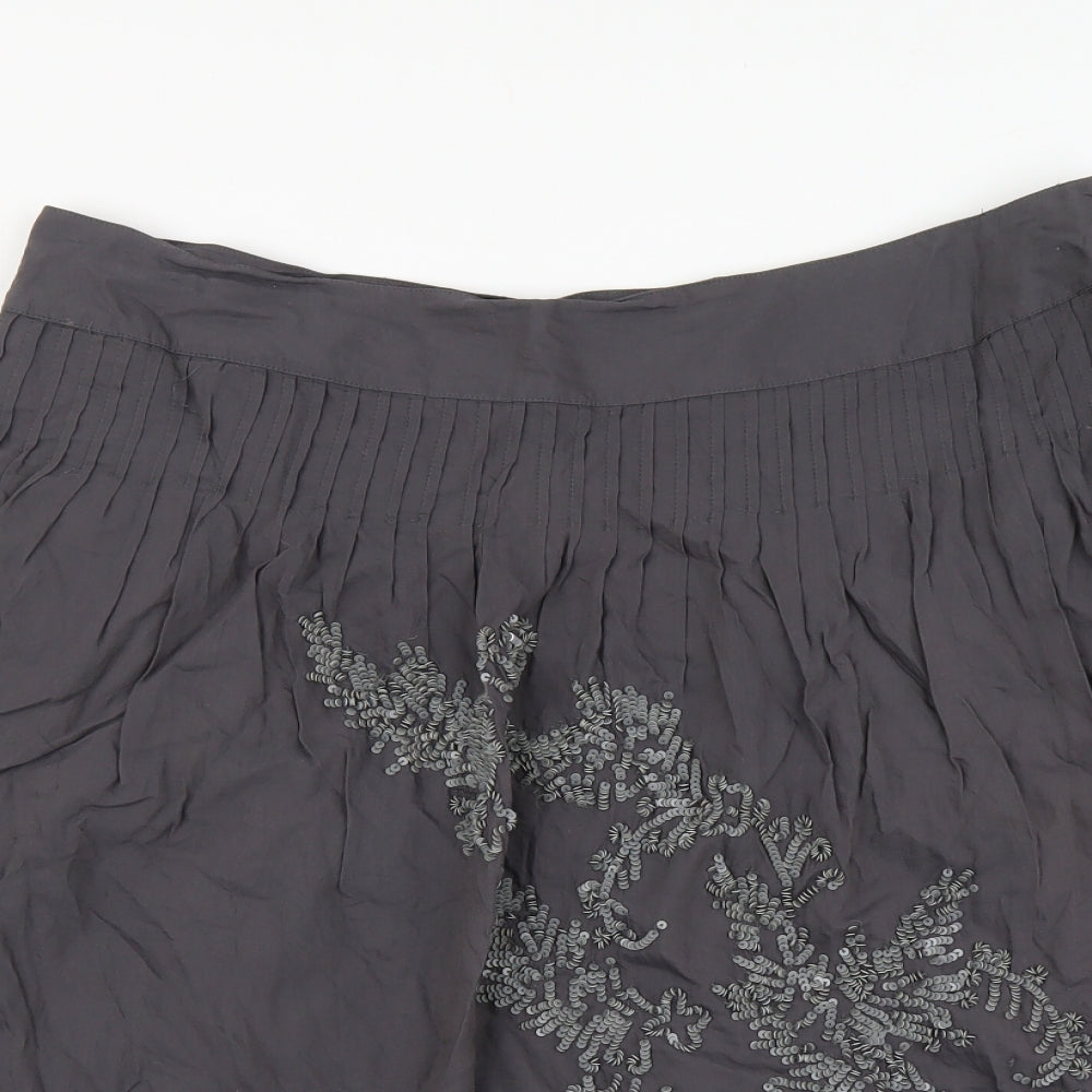 Monsoon Womens Grey Viscose Skater Skirt Size XL Zip