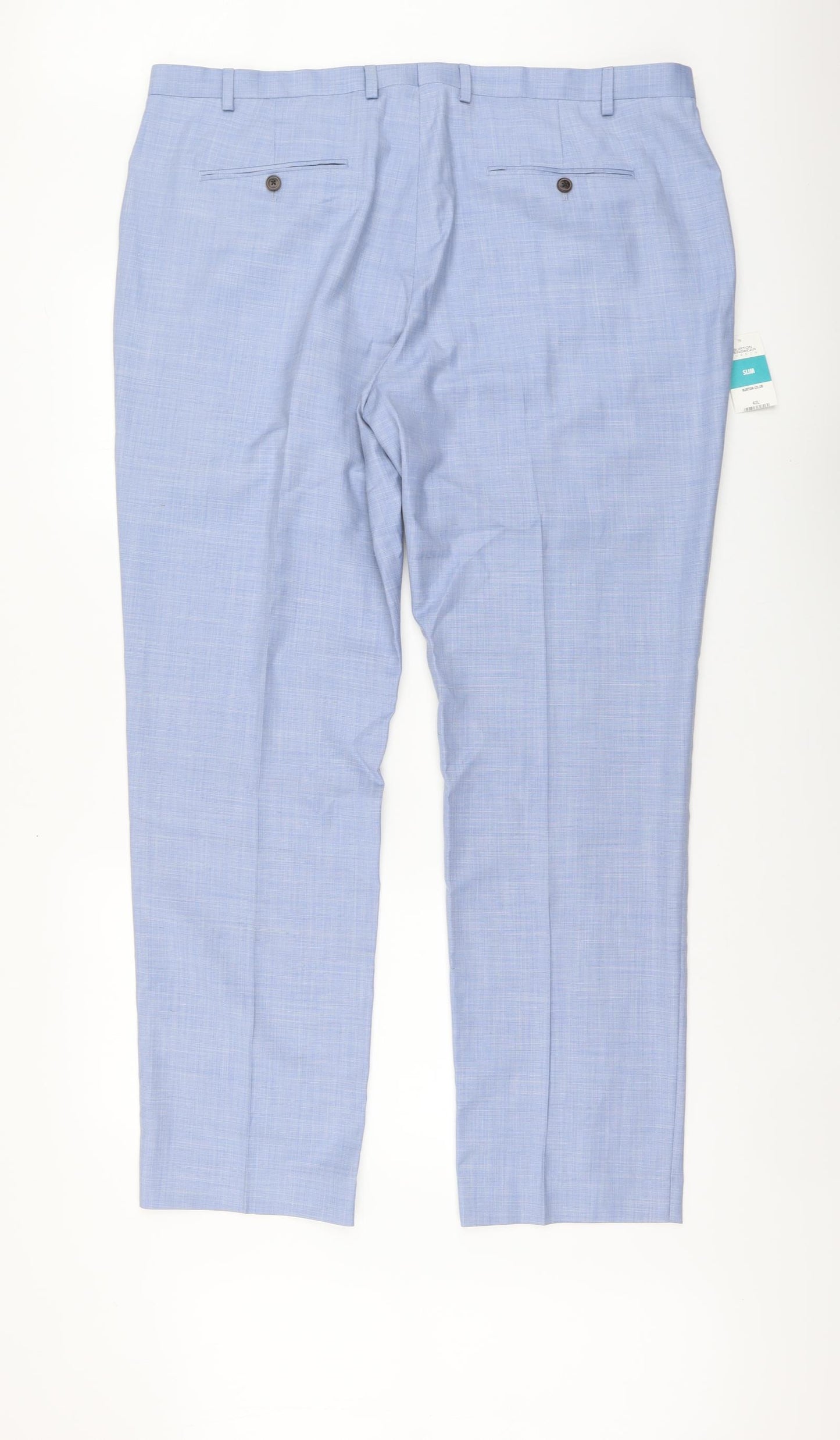 Burton Menswear Mens Blue Polyester Chino Trousers Size 42 in L32 in Regular Zip