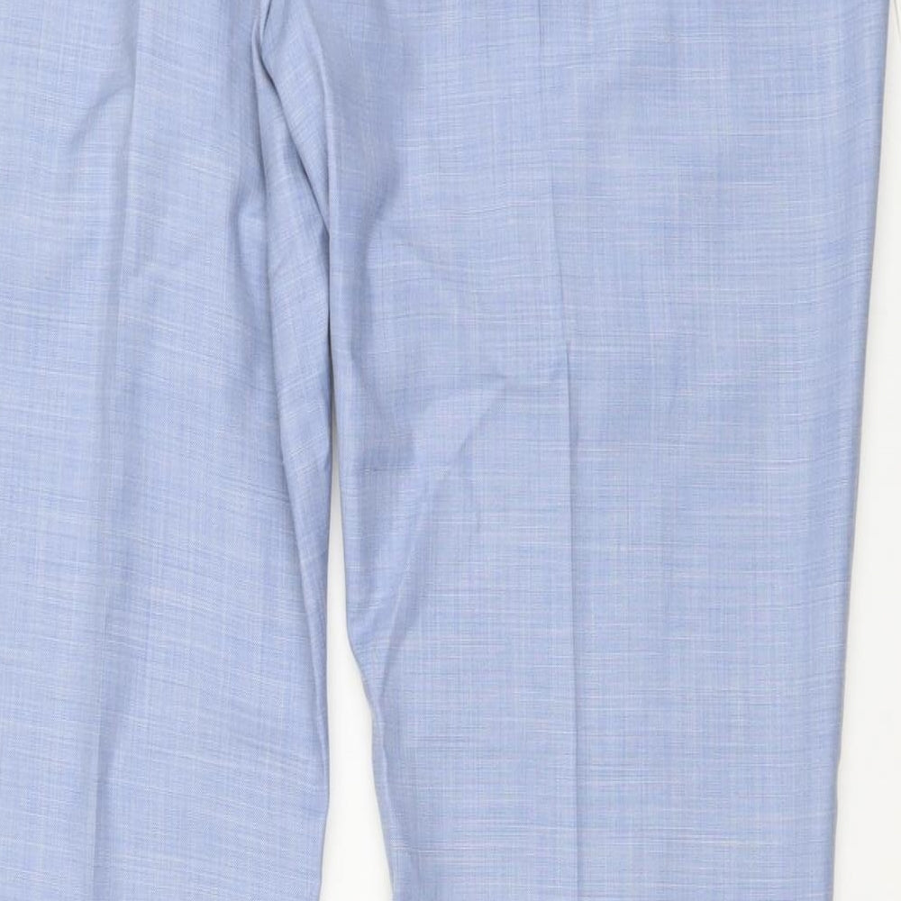 Burton Menswear Mens Blue Polyester Chino Trousers Size 42 in L32 in Regular Zip
