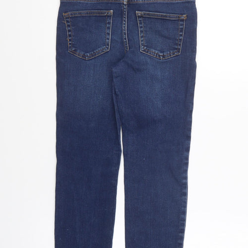 Denim & Co. Girls Blue Cotton Skinny Jeans Size 8-9 Years Regular Button