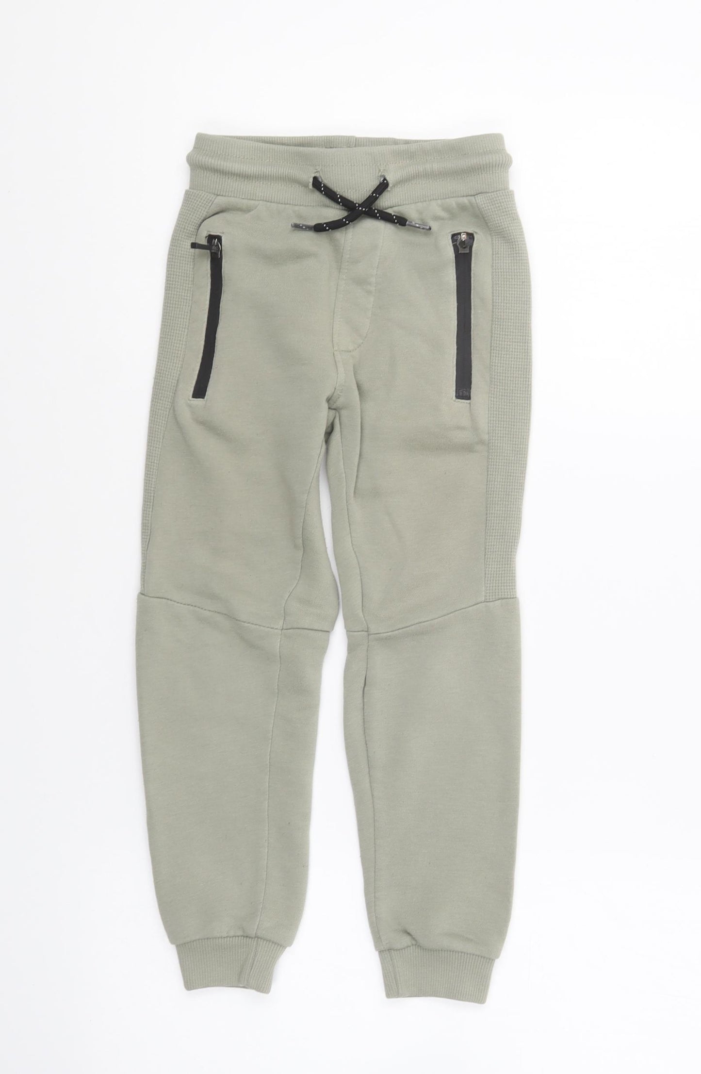 Matalan Boys Green Cotton Jogger Trousers Size 6 Years Regular Drawstring