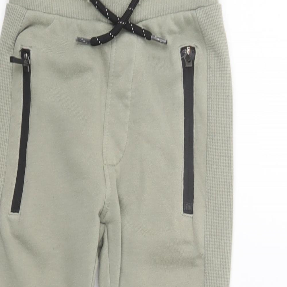 Matalan Boys Green Cotton Jogger Trousers Size 6 Years Regular Drawstring