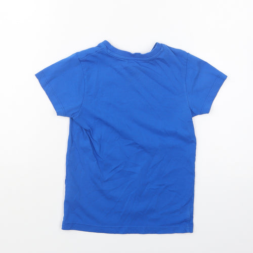 Matalan Boys Blue Cotton Basic T-Shirt Size 6 Years Round Neck Pullover - Skull