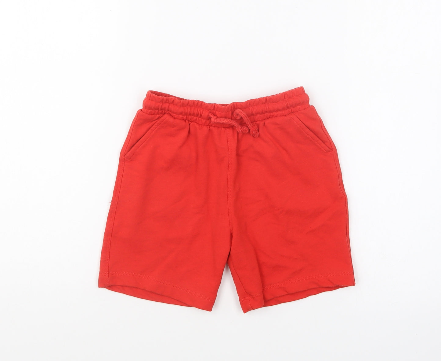 Matalan Boys Red Cotton Sweat Shorts Size 5-6 Years Regular Drawstring