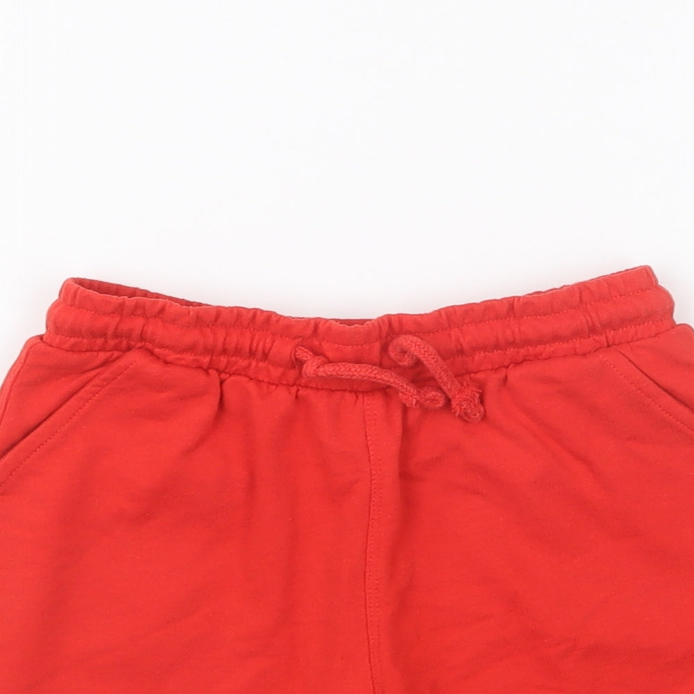 Matalan Boys Red Cotton Sweat Shorts Size 5-6 Years Regular Drawstring