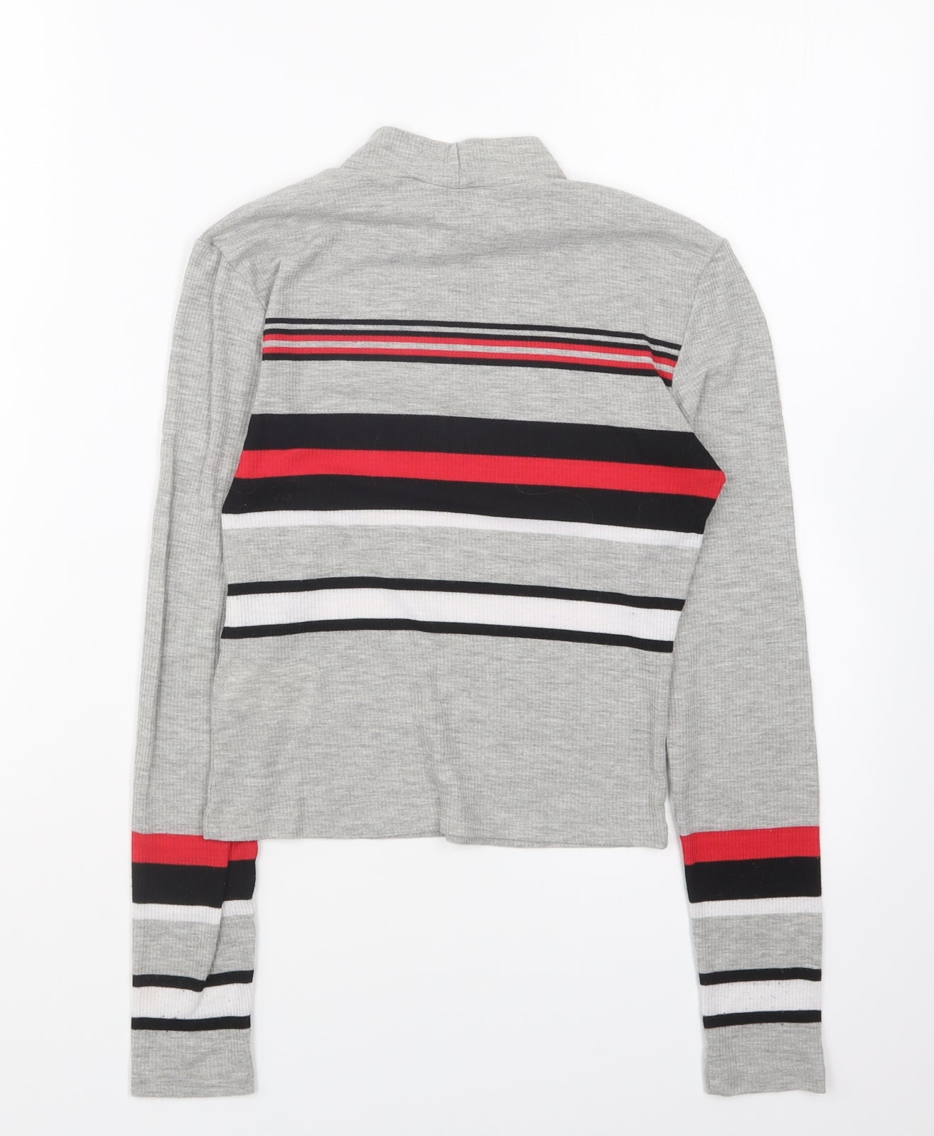 H&M Girls Grey Cotton Basic T-Shirt Size S High Neck Pullover