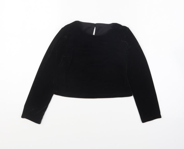 Dunnes Stores Girls Black Polyester Basic T-Shirt Size 5-6 Years Round Neck Pullover